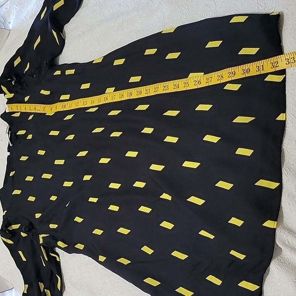Alice +Olivia Ribbon Tape Black Neon Yellow Longsleeve Dress Size 6 - Picture 8 of 11